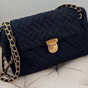 Prada Black Quilted Shoulder Bag with Gold Chain